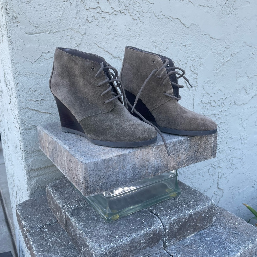 Franco Sarto Taupe Suede Ankle Booties